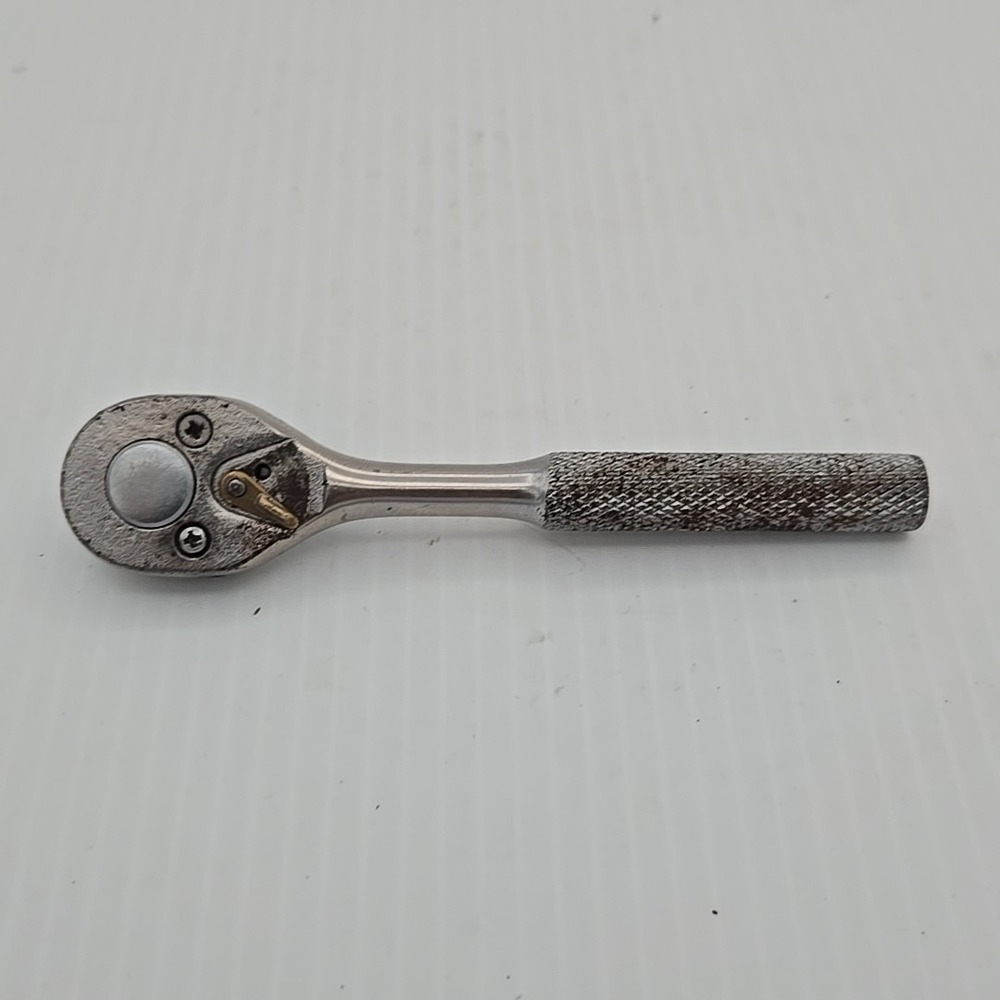 Vintage PROTO 5 Inch 1/4 Inch Drive Ratchet Wrench Knurled Grip Silver